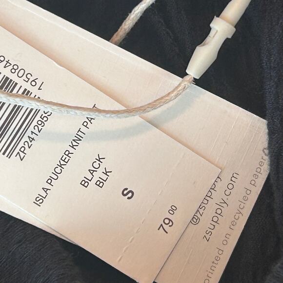 Z Supply NWT Black Isla Pucker Knit Pant Womens Size Small NEW - Picture 5 of 6